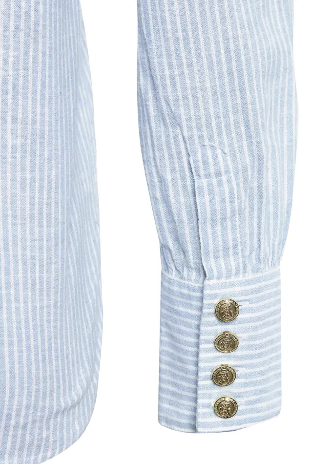 Holland Cooper Classic VNeck Blouse Azure Stripe Women Shirts and Blouses Holland Cooper Classic VNeck Blouse Azure Stripe Women Shirts and Blouses