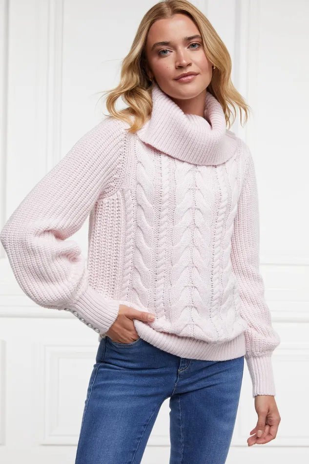 Holland Cooper Corded Roll Neck Knit Women Knitwear Holland Cooper Corded Roll Neck Knit Women Knitwear