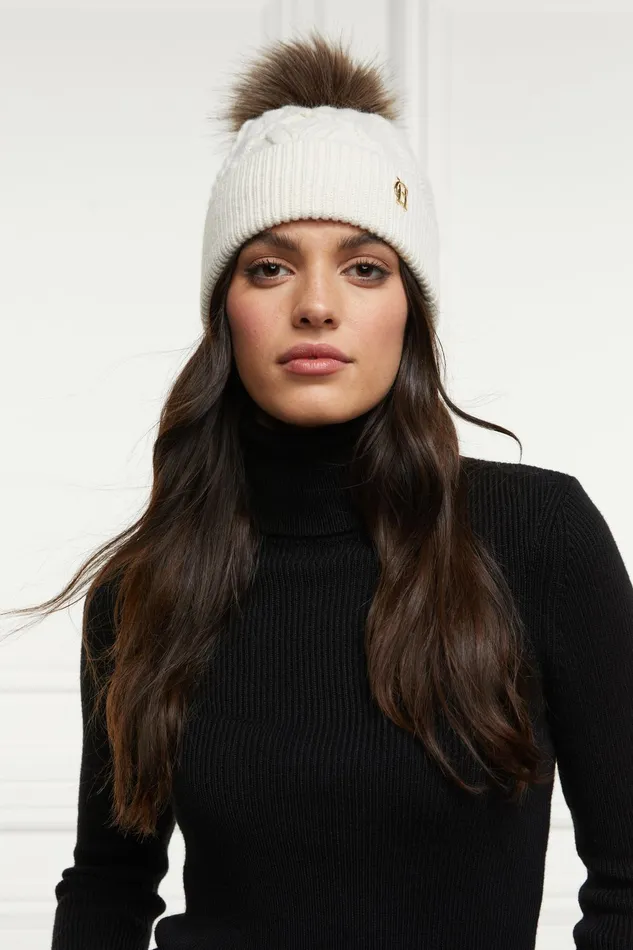 Holland Cooper Cortina Bobble Hat Cream Women Hats and Headbands Holland Cooper Cortina Bobble Hat Cream Women Hats and Headbands