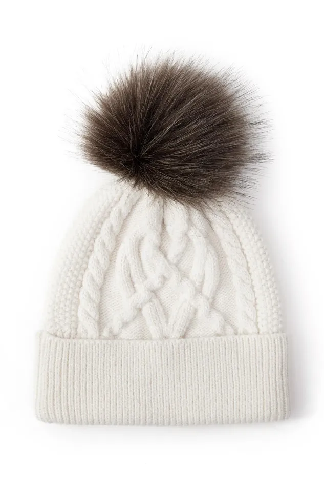Holland Cooper Cortina Bobble Hat Cream Women Hats and Headbands Holland Cooper Cortina Bobble Hat Cream Women Hats and Headbands