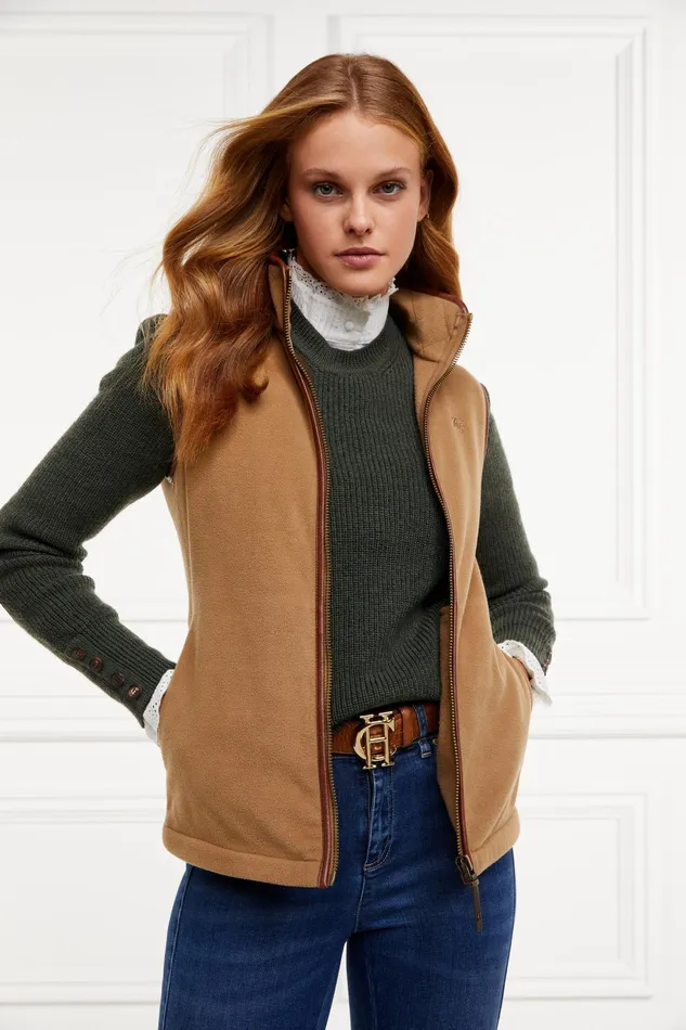 Holland Cooper Country Fleece Gilet Coffee Women Fleeces