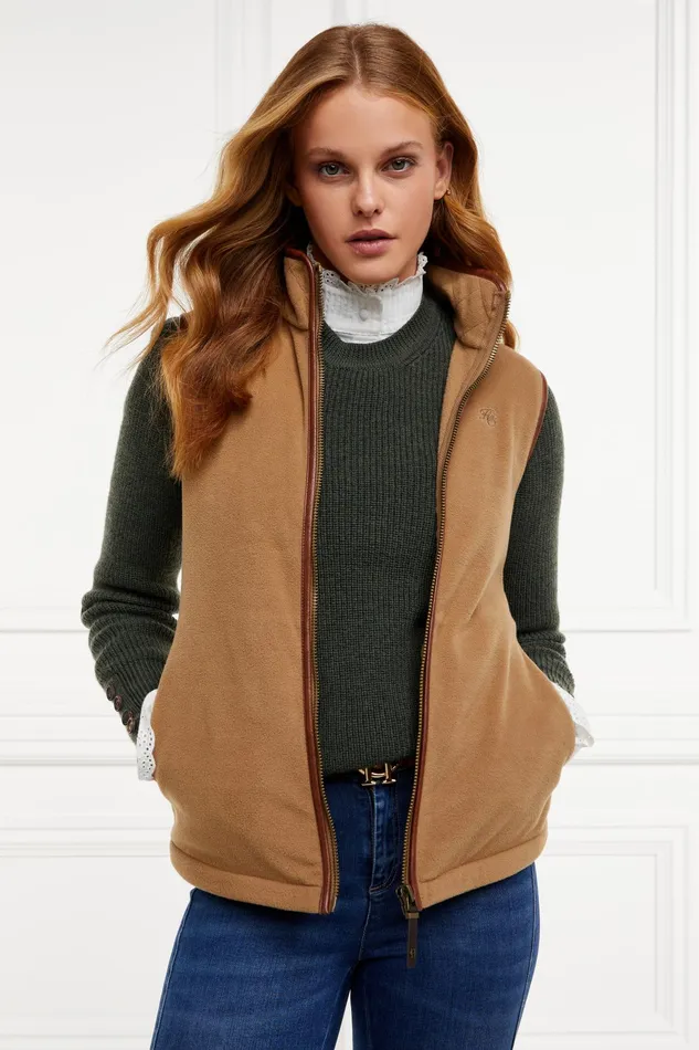 Holland Cooper Country Fleece Gilet Coffee Women Fleeces
