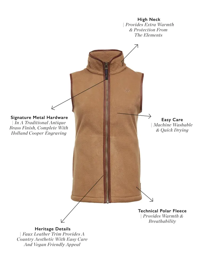 Holland Cooper Country Fleece Gilet Coffee Women Fleeces
