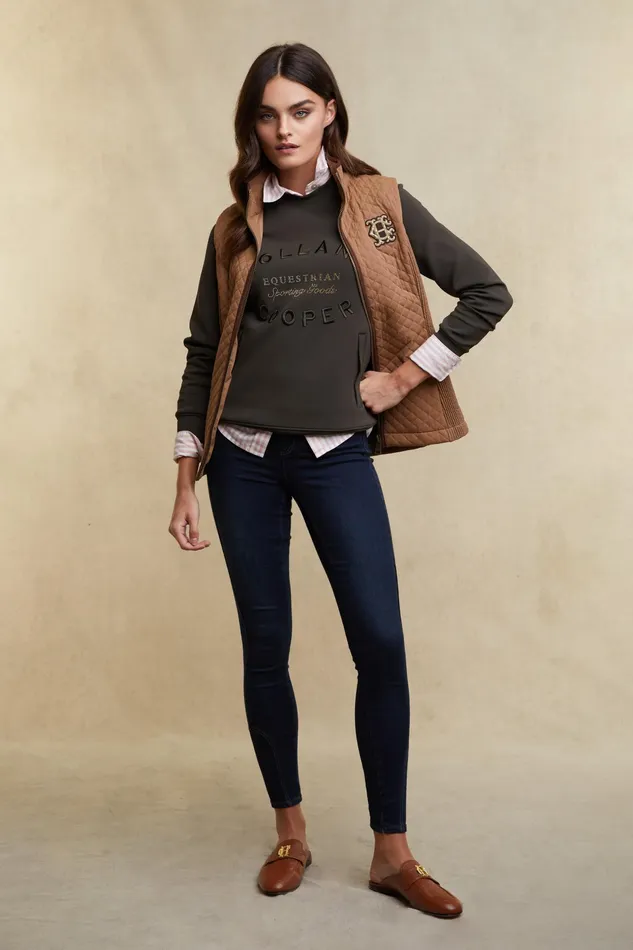 Holland Cooper Crystal Crew Neck Sweat Dark Olive Women Hoodies and Sweatshirts Holland Cooper Crystal Crew Neck Sweat Dark Olive Women Hoodies and Sweatshirts