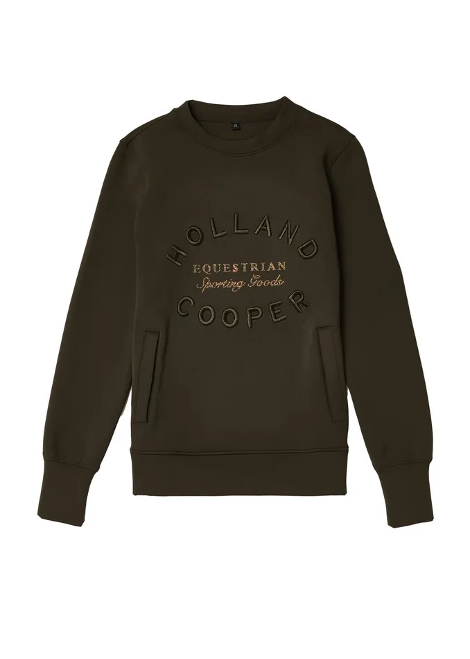 Holland Cooper Crystal Crew Neck Sweat Dark Olive Women Hoodies and Sweatshirts Holland Cooper Crystal Crew Neck Sweat Dark Olive Women Hoodies and Sweatshirts