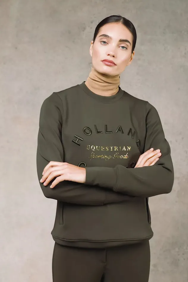 Holland Cooper Crystal Crew Neck Sweat Dark Olive Women Hoodies and Sweatshirts Holland Cooper Crystal Crew Neck Sweat Dark Olive Women Hoodies and Sweatshirts