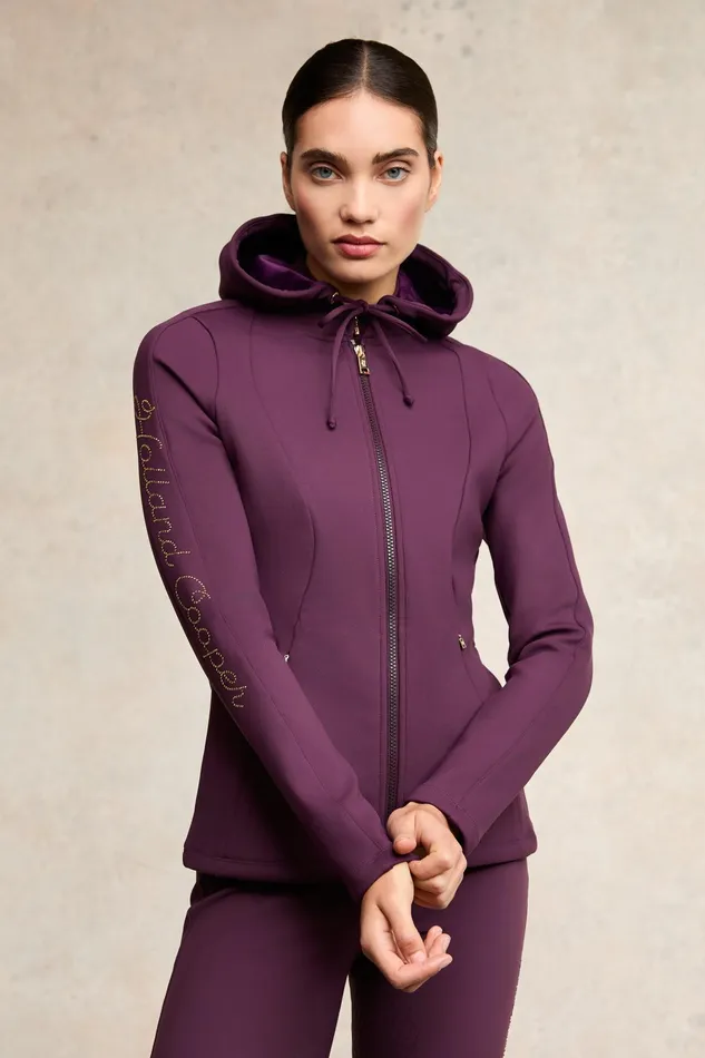 Holland Cooper Crystal Zip Hoodie Aubergine Women Jackets