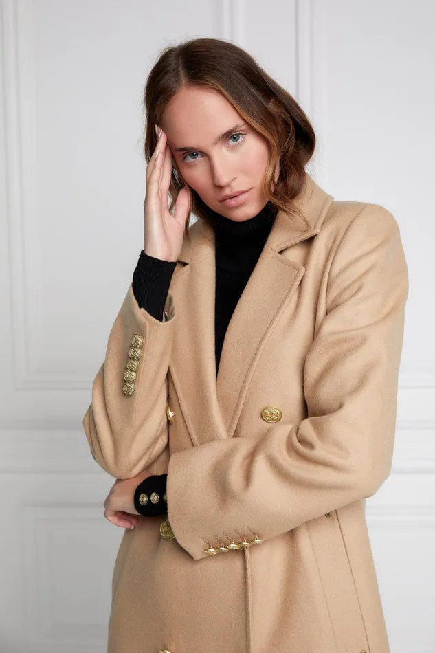 Holland Cooper Double Breasted Coat Camel Women Tailoring