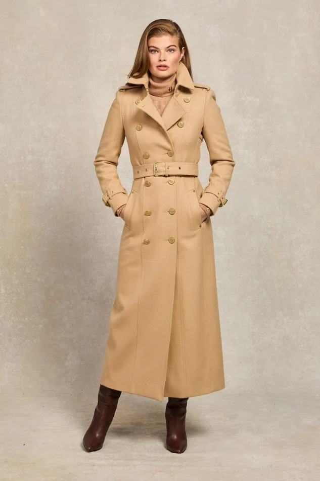 Holland Cooper Full Length Marlborough Trench Coat Camel Women Trench Coats