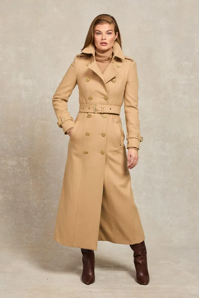 Holland Cooper Full Length Marlborough Trench Coat Camel Women Trench Coats