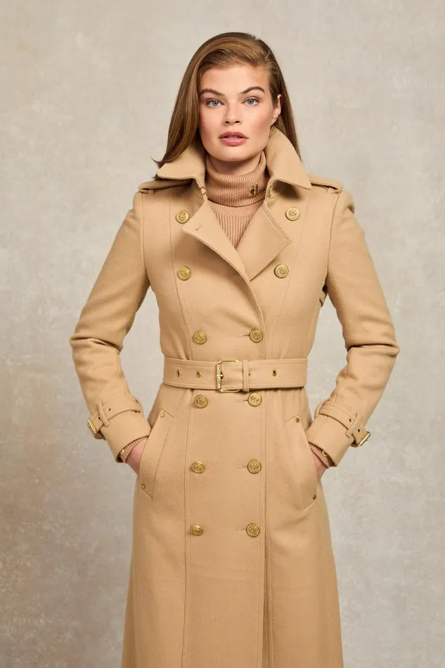 Holland Cooper Full Length Marlborough Trench Coat Camel Women Trench Coats