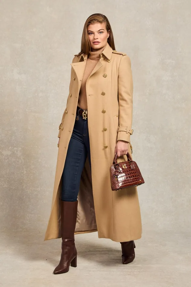 Holland Cooper Full Length Marlborough Trench Coat Camel Women Trench Coats