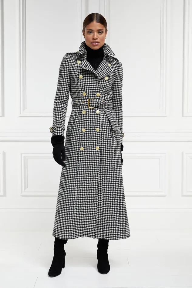 Holland Cooper Full Length Marlborough Trench Coat Houndstooth Women Tailoring