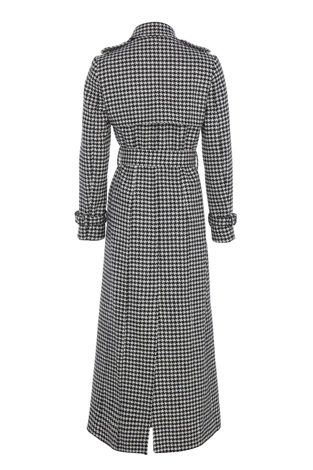 Holland Cooper Full Length Marlborough Trench Coat Houndstooth Women Tailoring