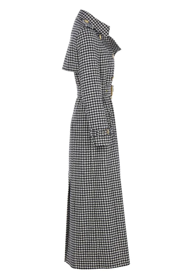 Holland Cooper Full Length Marlborough Trench Coat Houndstooth Women Tailoring