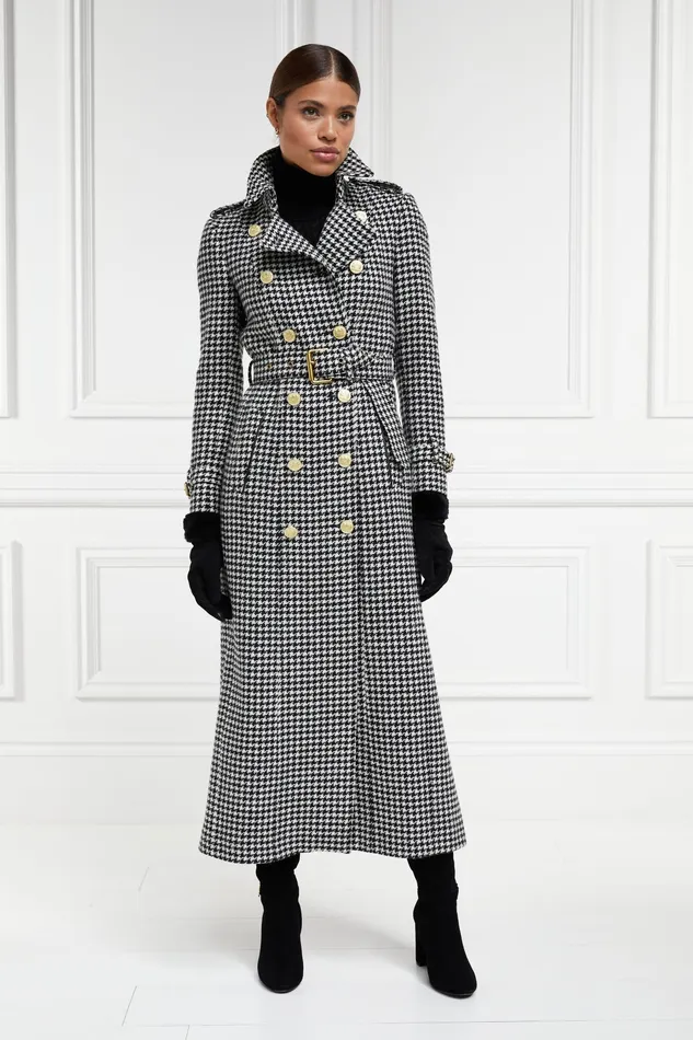 Holland Cooper Full Length Marlborough Trench Coat Houndstooth Women Tailoring