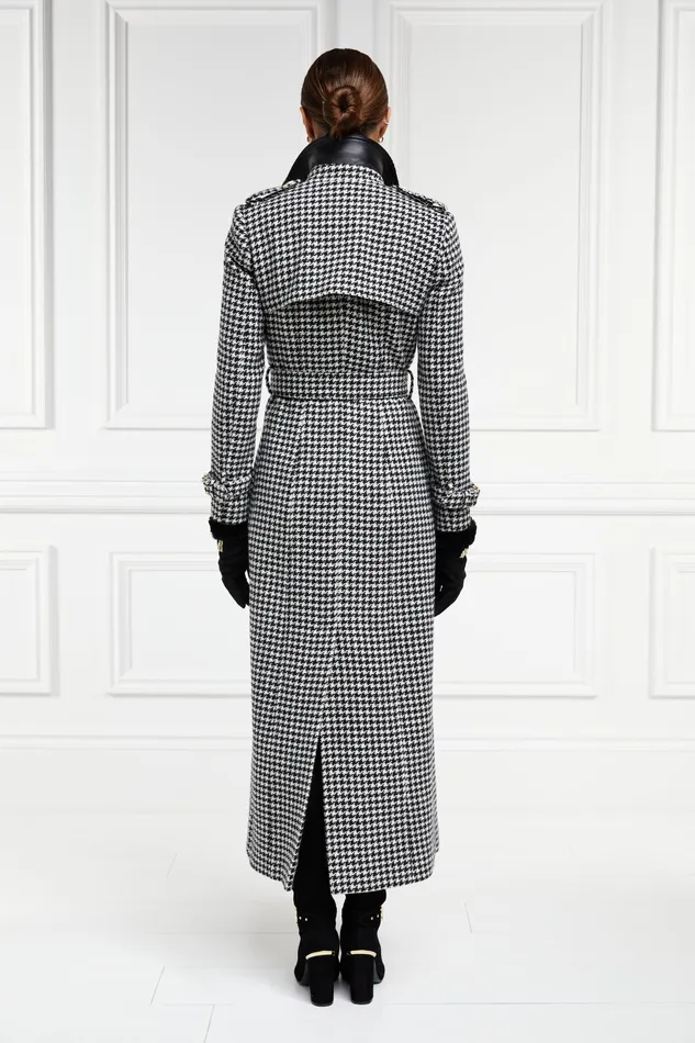 Holland Cooper Full Length Marlborough Trench Coat Houndstooth Women Tailoring