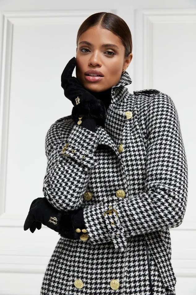 Holland Cooper Full Length Marlborough Trench Coat Houndstooth Women Tailoring