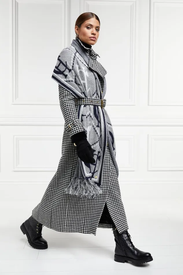 Holland Cooper Full Length Marlborough Trench Coat Houndstooth Women Tailoring