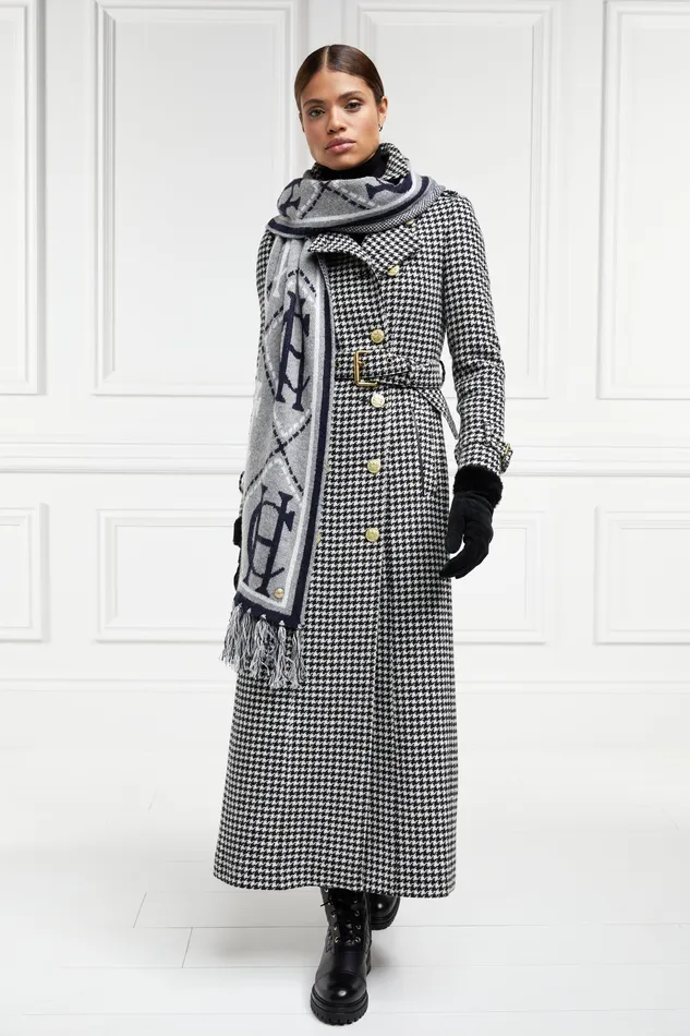 Holland Cooper Full Length Marlborough Trench Coat Houndstooth Women Tailoring