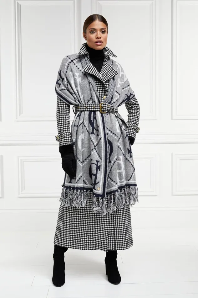 Holland Cooper Full Length Marlborough Trench Coat Houndstooth Women Tailoring