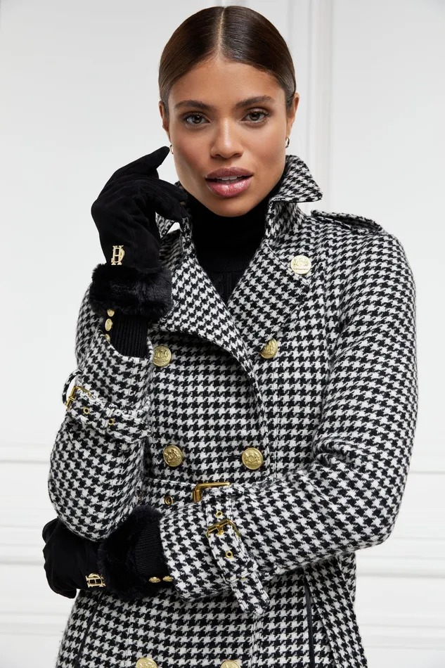 Holland Cooper Full Length Marlborough Trench Coat Houndstooth Women Tailoring