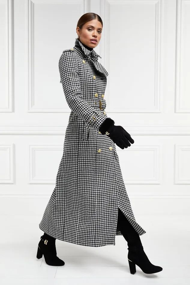 Holland Cooper Full Length Marlborough Trench Coat Houndstooth Women Tailoring