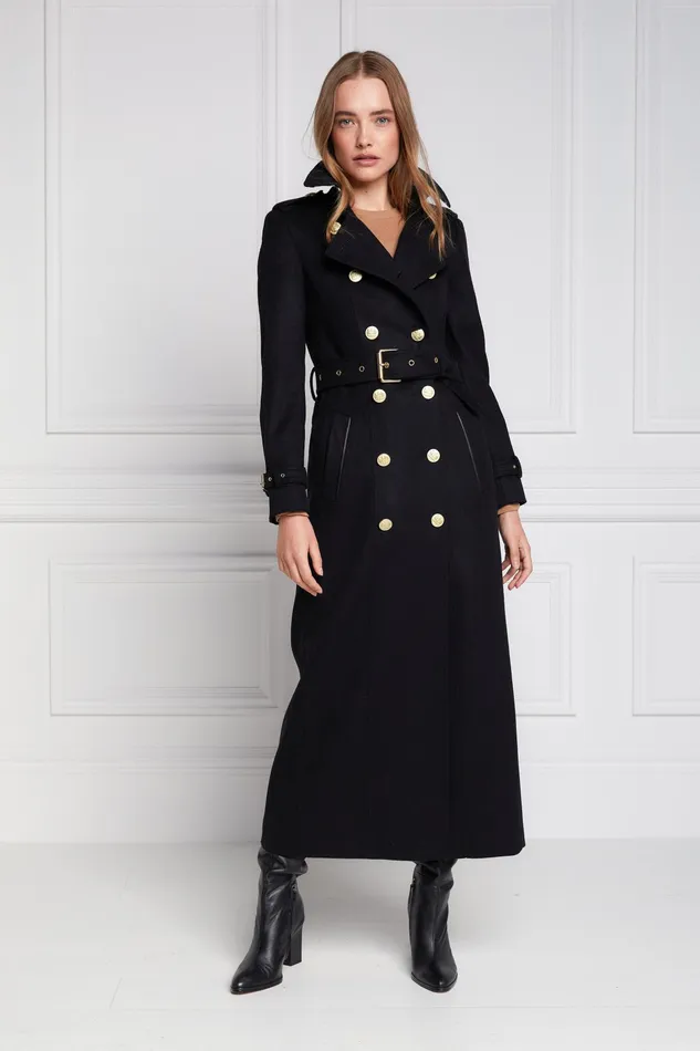 Holland Cooper Full Length Marlborough Trench Coat Soft Black Women Tailoring