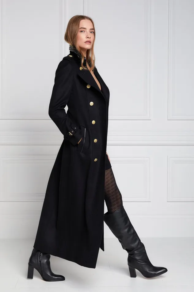 Holland Cooper Full Length Marlborough Trench Coat Soft Black Women Tailoring