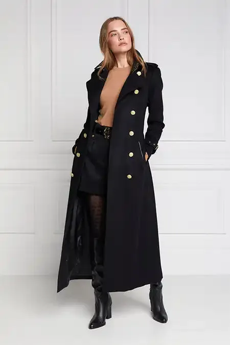 Holland Cooper Full Length Marlborough Trench Coat Soft Black Women Tailoring