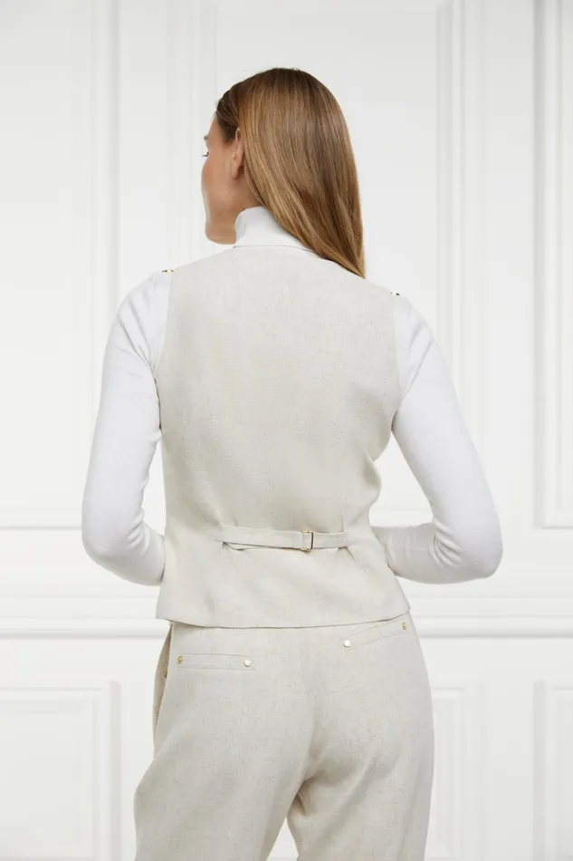 Holland Cooper Hampton Waistcoat Natural Linen Women Waistcoats Holland Cooper Hampton Waistcoat Natural Linen Women Waistcoats