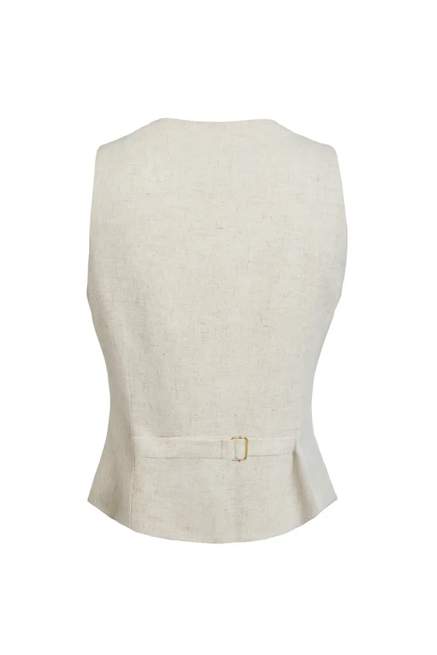 Holland Cooper Hampton Waistcoat Natural Linen Women Waistcoats Holland Cooper Hampton Waistcoat Natural Linen Women Waistcoats