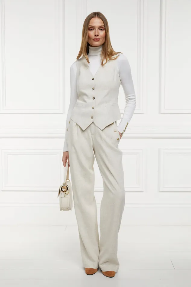 Holland Cooper Hampton Waistcoat Natural Linen Women Waistcoats Holland Cooper Hampton Waistcoat Natural Linen Women Waistcoats