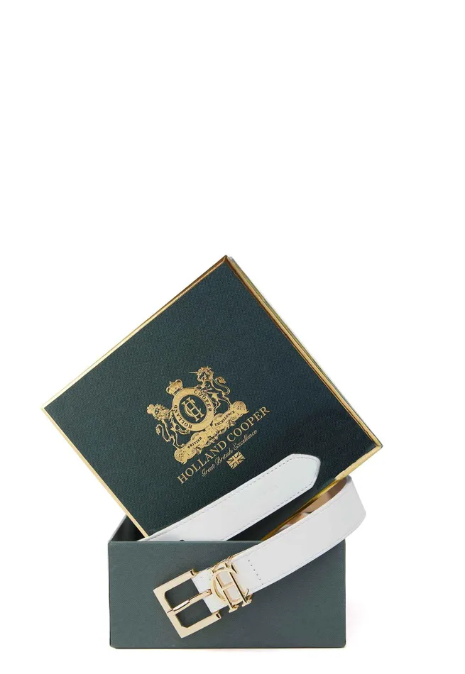 Holland Cooper HC Slim Logo Belt White Women Belts