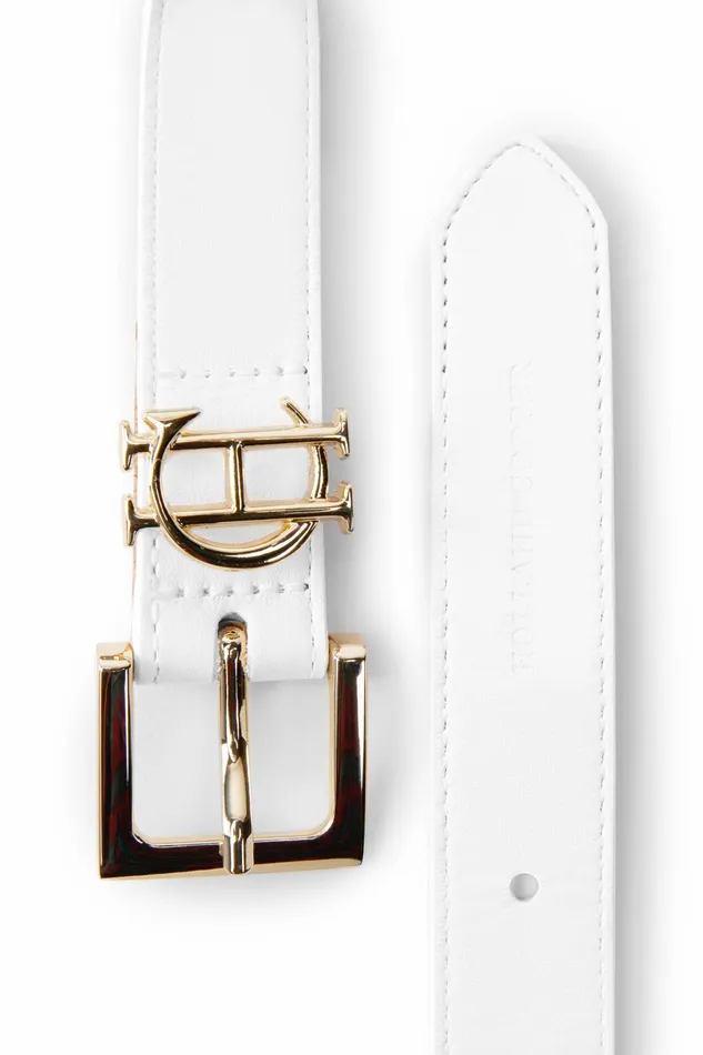 Holland Cooper HC Slim Logo Belt White Women Belts Holland Cooper HC Slim Logo Belt White Women Belts