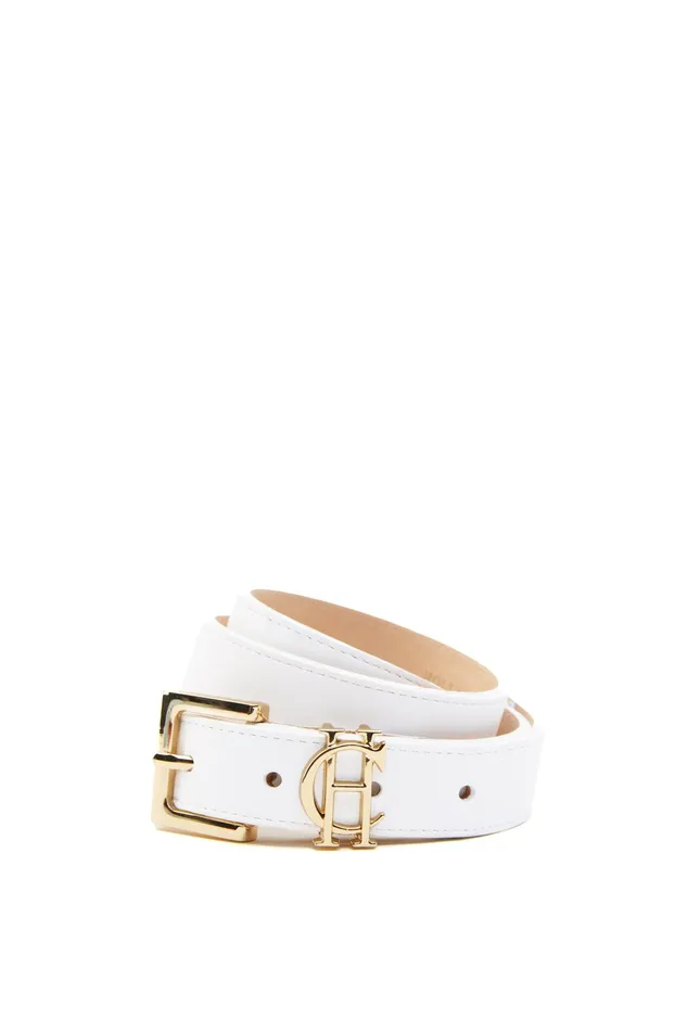 Holland Cooper HC Slim Logo Belt White Women Belts Holland Cooper HC Slim Logo Belt White Women Belts