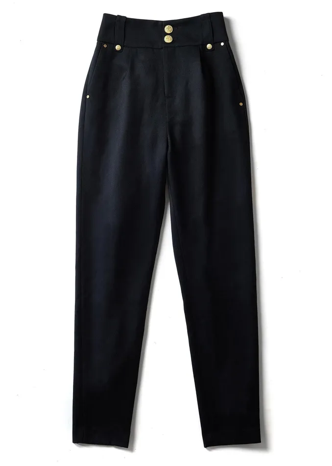 Holland Cooper High Waisted Peg Trouser Navy Barathea Women Tailoring Holland Cooper High Waisted Peg Trouser Navy Barathea Women Tailoring