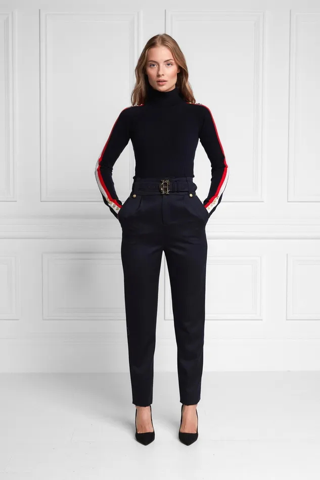 Holland Cooper High Waisted Peg Trouser Navy Barathea Women Tailoring Holland Cooper High Waisted Peg Trouser Navy Barathea Women Tailoring