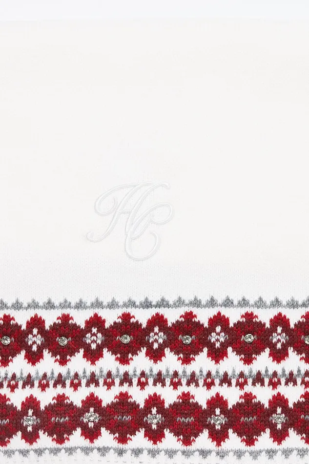 Holland Cooper Jennifer Fairisle Scarf Natural Women Scarves Holland Cooper Jennifer Fairisle Scarf Natural Women Scarves