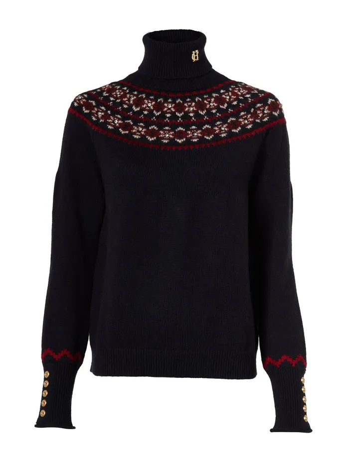 Holland Cooper Jennifer Roll Neck Knit Ink Navy Women Knitwear Holland Cooper Jennifer Roll Neck Knit Ink Navy Women Knitwear
