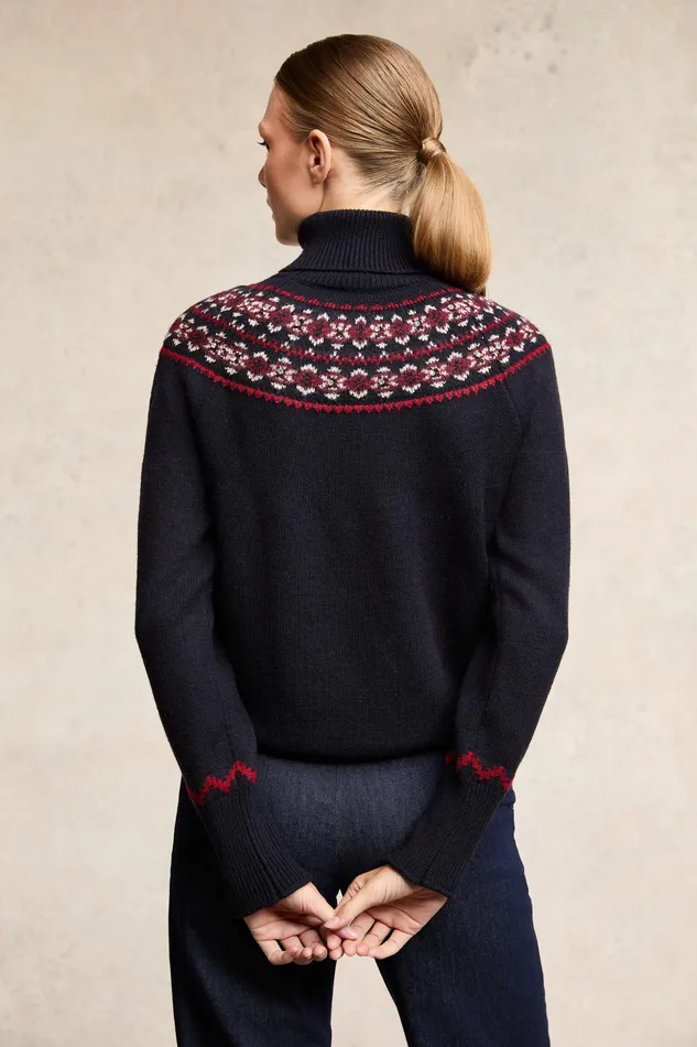 Holland Cooper Jennifer Roll Neck Knit Ink Navy Women Knitwear Holland Cooper Jennifer Roll Neck Knit Ink Navy Women Knitwear
