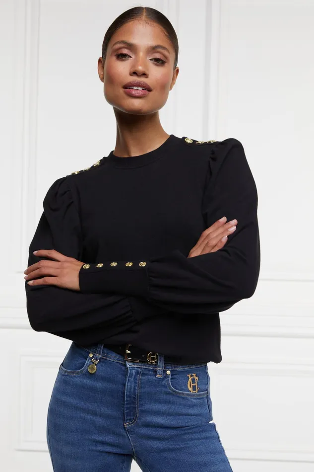 Holland Cooper Kelso Crew Black Women Sweatshirts