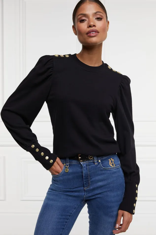 Holland Cooper Kelso Crew Black Women Sweatshirts Holland Cooper Kelso Crew Black Women Sweatshirts