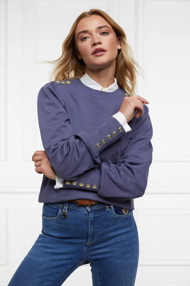 Holland Cooper Kelso Crew Yale Blue Women Sweatshirts Holland Cooper Kelso Crew Yale Blue Women Sweatshirts
