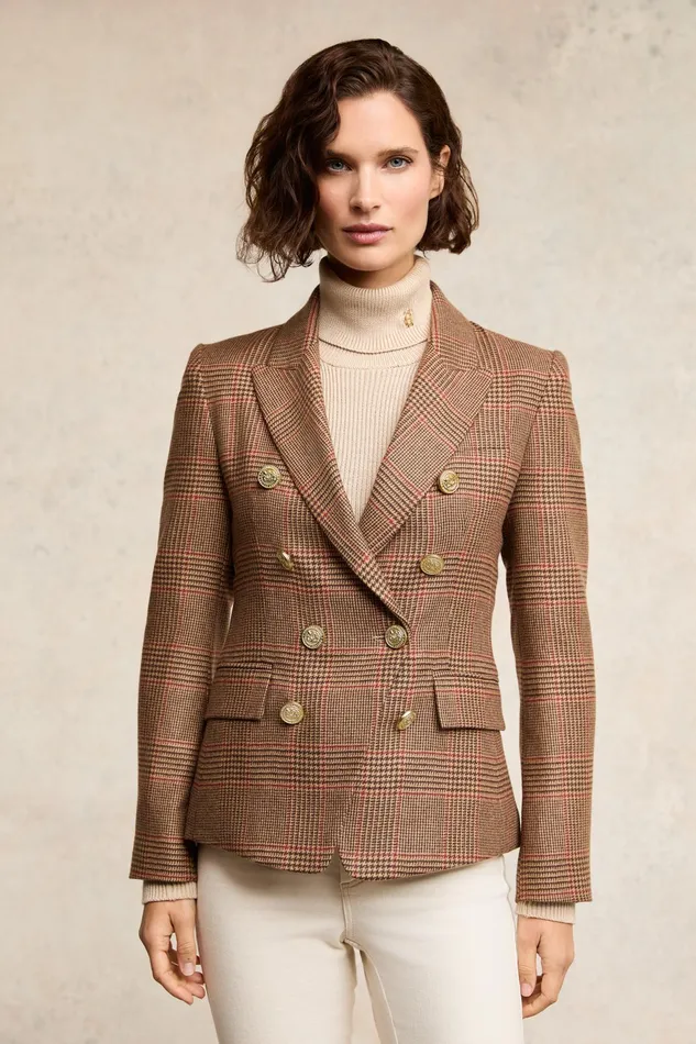 Holland Cooper Knightsbridge Blazer Clarence Check Merlot Women Blazers