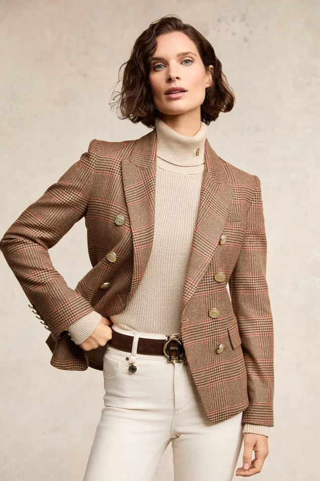 Holland Cooper Knightsbridge Blazer Clarence Check Merlot Women Blazers Holland Cooper Knightsbridge Blazer Clarence Check Merlot Women Blazers
