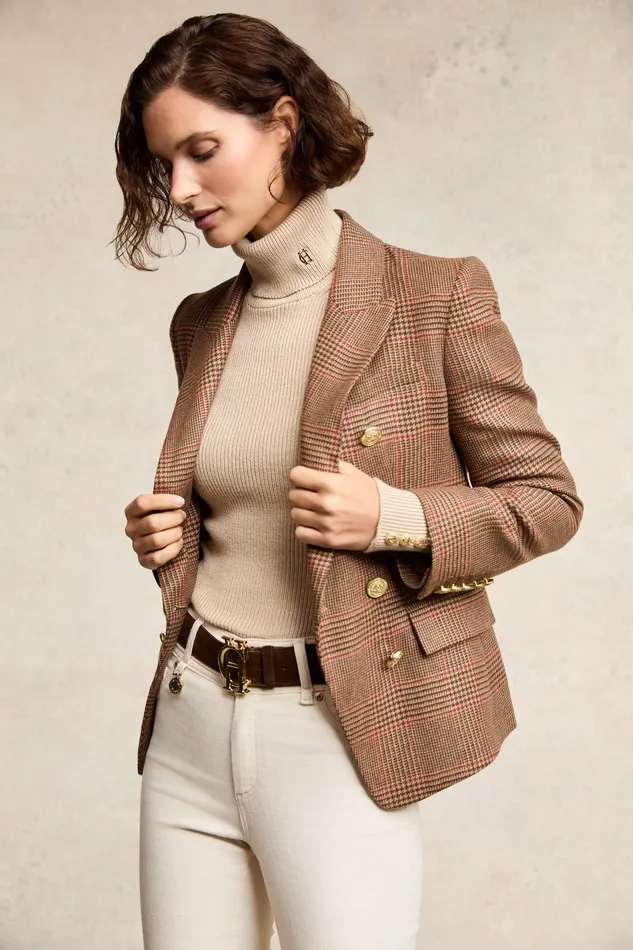Holland Cooper Knightsbridge Blazer Clarence Check Merlot Women Blazers Holland Cooper Knightsbridge Blazer Clarence Check Merlot Women Blazers