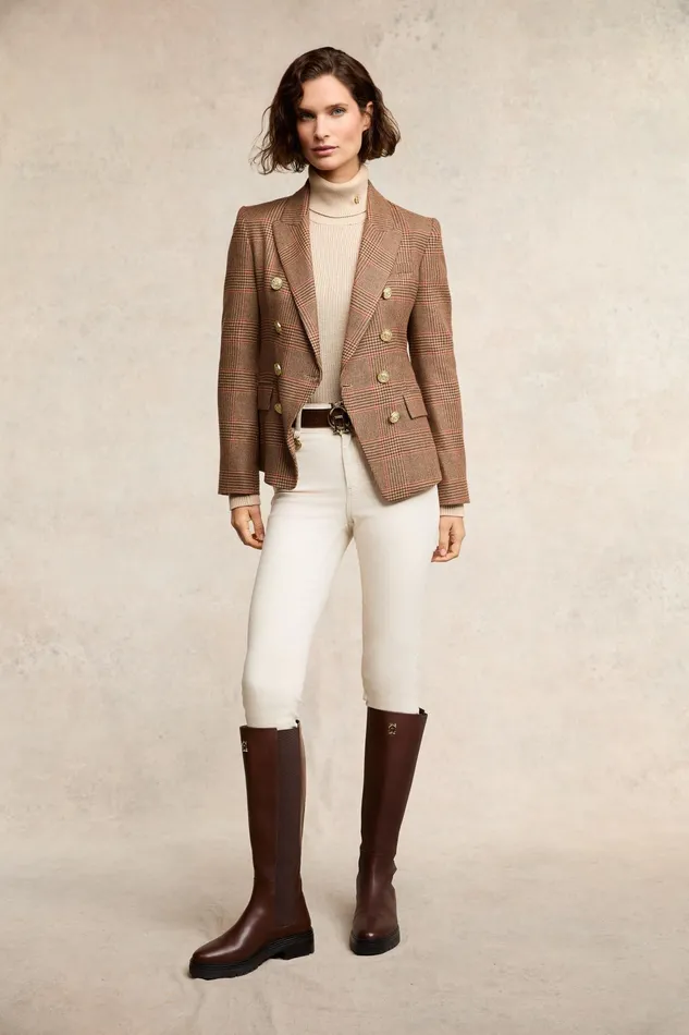 Holland Cooper Knightsbridge Blazer Clarence Check Merlot Women Blazers Holland Cooper Knightsbridge Blazer Clarence Check Merlot Women Blazers