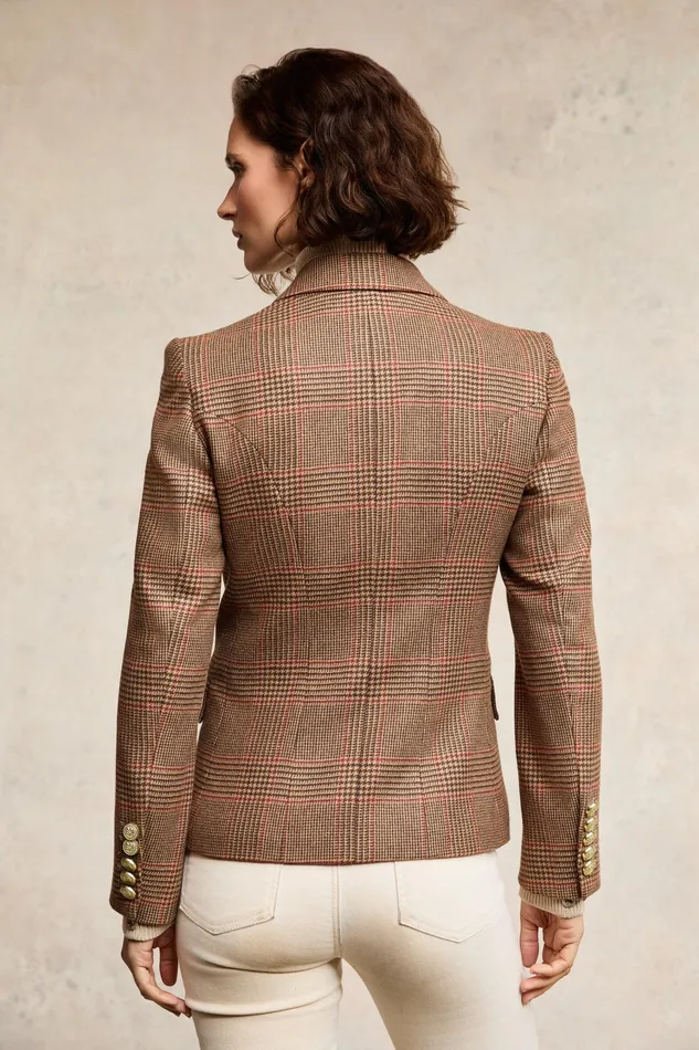 Holland Cooper Knightsbridge Blazer Clarence Check Merlot Women Blazers Holland Cooper Knightsbridge Blazer Clarence Check Merlot Women Blazers