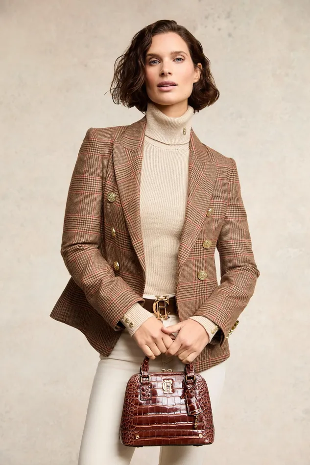 Holland Cooper Knightsbridge Blazer Clarence Check Merlot Women Blazers Holland Cooper Knightsbridge Blazer Clarence Check Merlot Women Blazers